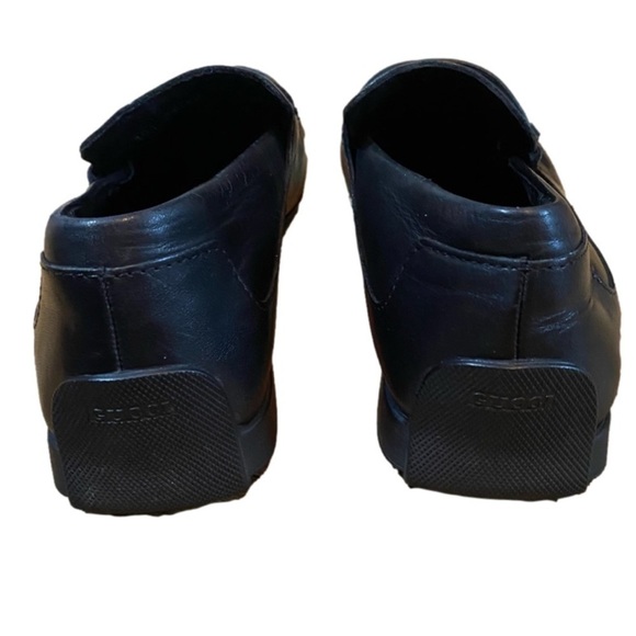 Gucci Rubber Soled Black Leather Driving Loafers 7 1/2 Vintage Unisex - Picture 5 of 12